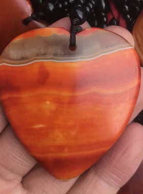 战国红玛瑙心形吊坠项链挂坠