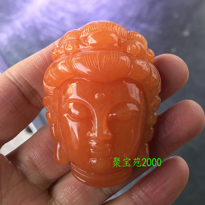 天然云南黄龙玉观音吊坠A货黄玉菩萨挂件玉石观音头像玉佩转运坠