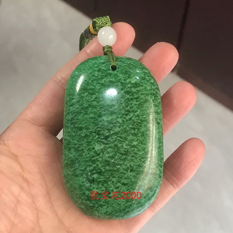 干青翡翠色玉石手把件原石精雕满绿把玩件男女玉石按摩手玩件礼品