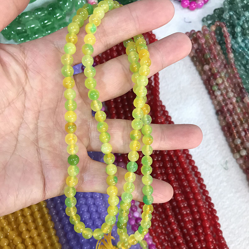 天然翡翠色项链冰种飘蓝绿多圈手链男女款吊坠配链珠紫罗兰珠串链