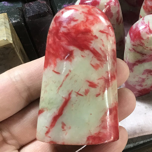 天然鸡血玉手玩件摆件鸡血石随形章手把件闲章篆刻石料私章可刻字