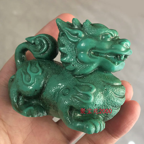 高瓷绿松石貔貅旺财摆件精雕玉石神兽家居装饰招财皮丘玉器手玩件
