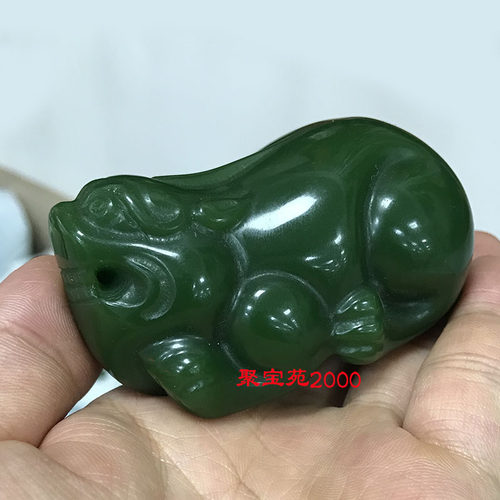 新疆和田玉碧玉手把件玉石牛猪猴把玩件玉器貔貅大象白菜葡萄把件