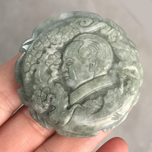 独山玉毛主席头像皮带扣南阳独玉圆形毛爷爷腰带扣男女款腰牌腰佩