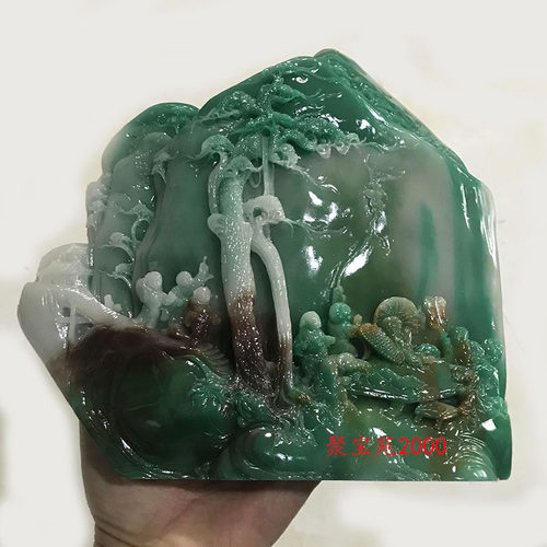 南阳独山玉摆件仙人指路家居中摆饰节节高升山水玉雕摆设玉石礼品