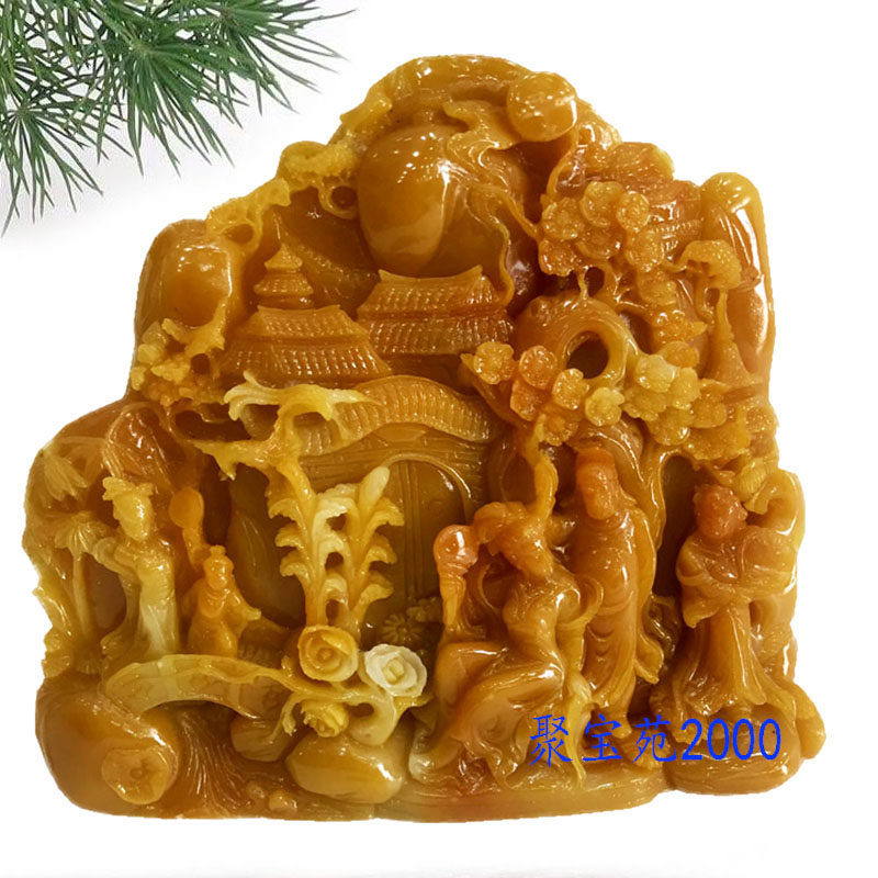 仿寿山石雕刻工艺摆件田黄玉西厢记客厅风水摆件开业乔迁奇石摆设