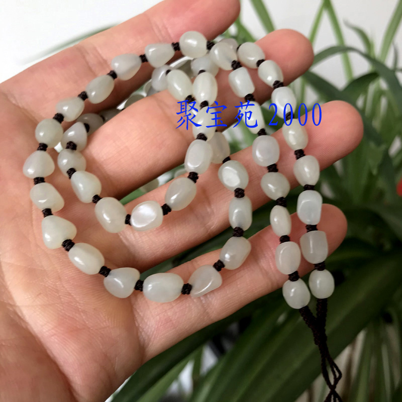 天然和田玉白玉项链随形玉石手编