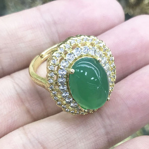 绿玉髓宝石戒指女士黄玛瑙大气时尚指环生日礼物紫罗兰玉石首饰