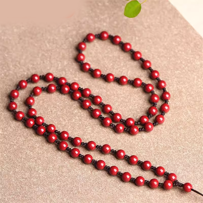 朱砂珠链串珠手工编织帝王砂佛珠项链系朱砂挂件吊坠挂绳圆珠挂绳