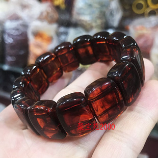 天然缅甸琥珀蜜蜡茶珀手排精雕金纹蜜粽珀手串男女原石单圈手饰品