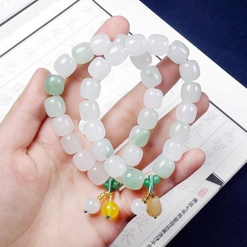天山翠手链飘花冰种手串