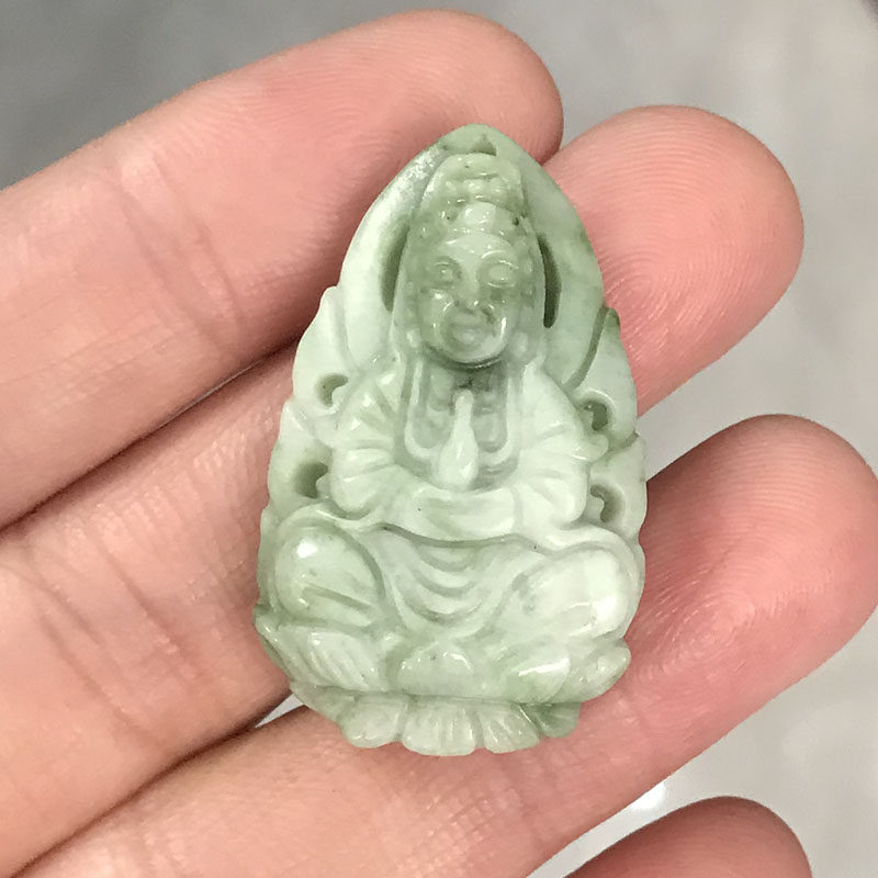 天然南阳独山玉观音菩萨吊坠女儿童平安观音吊坠玉石护身挂件礼物