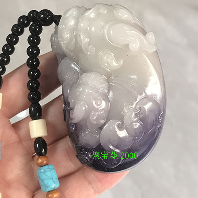 和田玉烟紫色貔貅手把件仿天然玉石招财皮休把玩件皮丘瑞兽小摆件