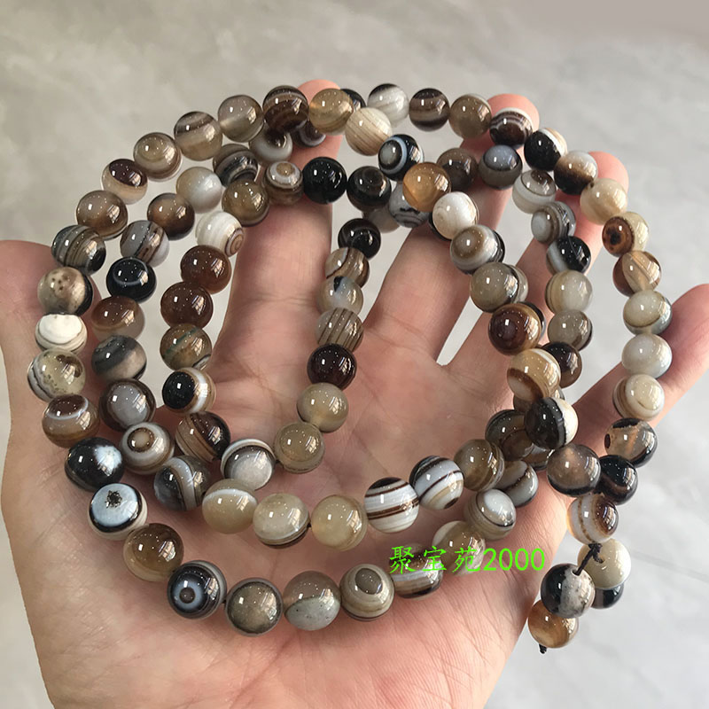 天然缠丝玛瑙108颗佛珠项链精雕玉髓圆珠念珠盘玩男女款多圈手串