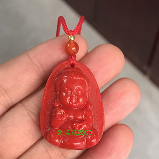 南红玛瑙宝宝佛吊坠仿凉山南红萌佛玉石挂件儿童玉挂坠玉石如来佛