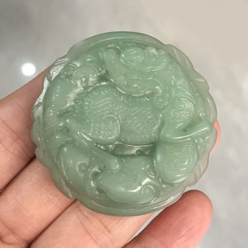 天然绿东陵玉麒麟皮带扣招财护身玉石神兽腰带扣腰佩平安腰牌礼物