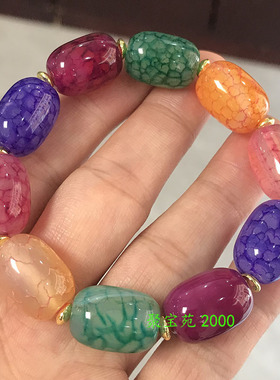 天然龙鳞凤血玛瑙手串龙纹玉髓手链多宝路路通七彩糖果冰裂玉手链