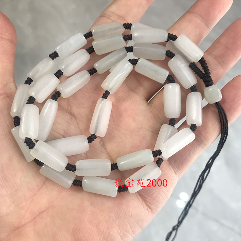 天然新疆和田玉项链男女玉石链子白玉吊坠挂绳原石珠链绳子毛衣链