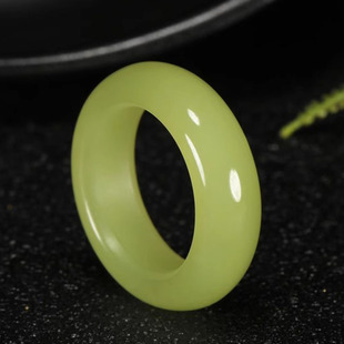 新疆若羌黄口料扳指男女玉戒指仿和田玉黄口玉方形指环戒指圈尾戒