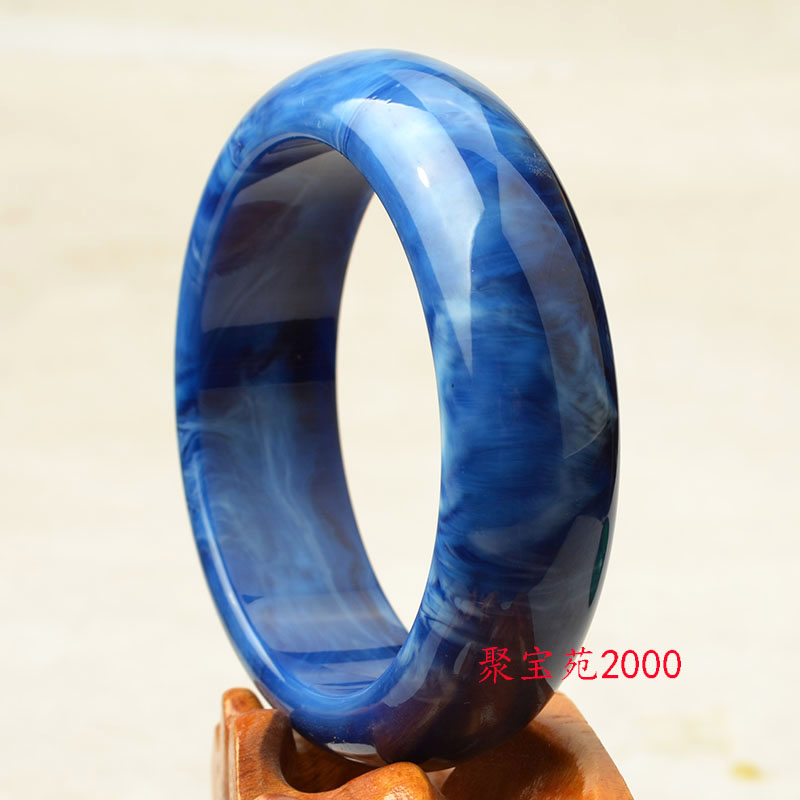 天然墨西哥仿蓝珀手镯琥珀老蜜腊原石高蓝女款手环手链妈妈礼物首