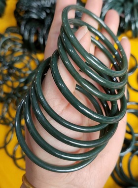 和田玉青玉小叮当手镯方镯圆条小细条古风天然玉镯新疆料超细玉镯