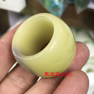 天然新疆和田玉黄玉扳指黄口料老黄玉男女文玩戒指大拇指玉石指环