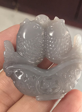 天然和田玉双鱼吊坠昆仑玉烟紫色年年有余玉坠玉石吉祥物挂件玉佩