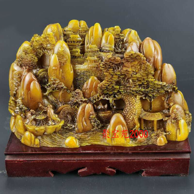 黄龙玉精雕山水摆件家居摆饰