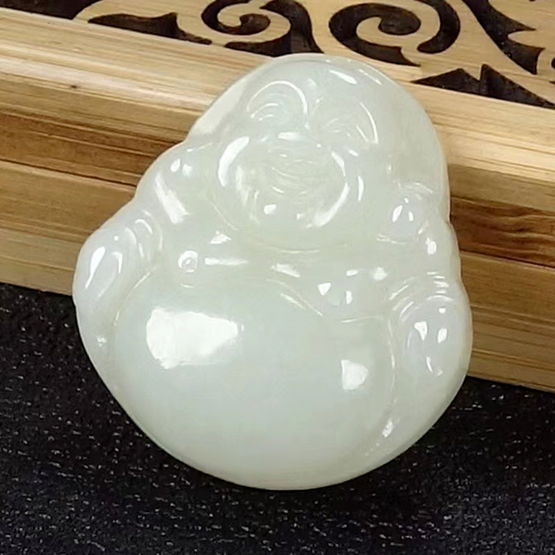 和田玉大肚佛弥勒佛玉坠玉佛吊坠女白玉笑佛玉石玉佩项链玉吊坠A