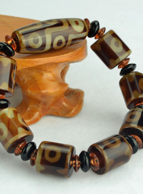 老天珠原石药师缠丝玛瑙手串