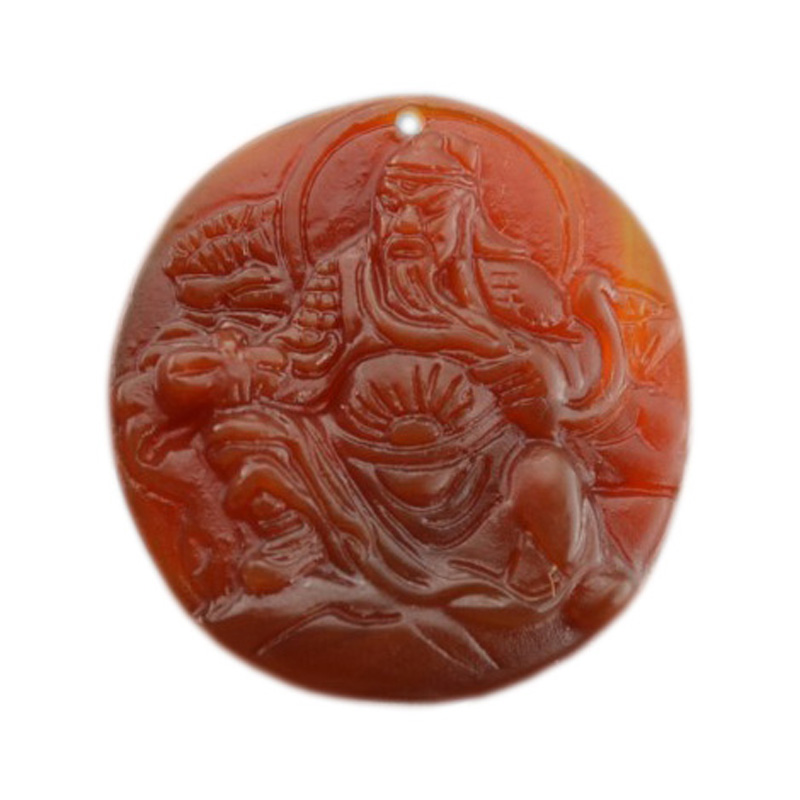 正品红玉髓关公吊坠 玉髓男士吉祥物吊坠玛瑙关公玉佩
