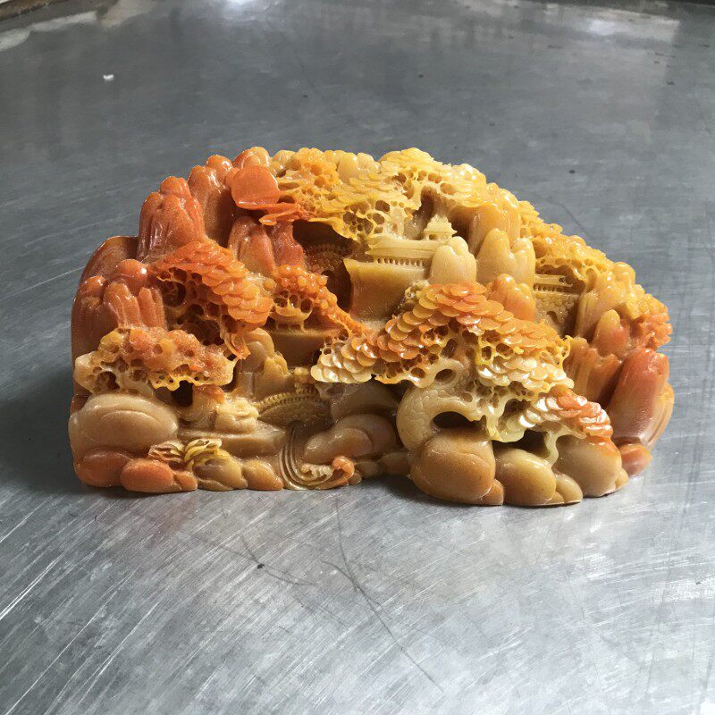 寿山石摆件步步高升山水石料办公家居玉石镇宅工艺品珠宝玉器摆件