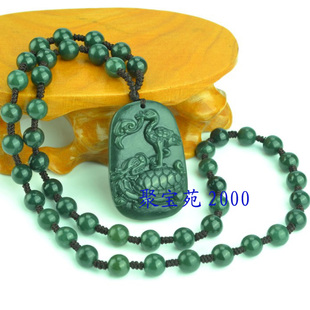 天然和田玉项链 正品和田青玉独占鳌头项链男女 带证书