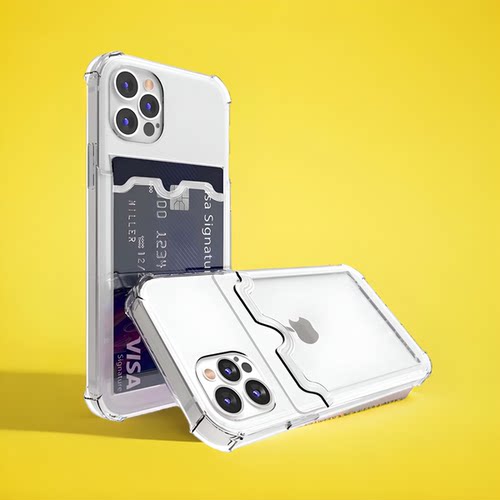 Clear Card Holder Case适用于iPhone 15 16 11 12 13 14 Pro Max XSMAX XR X Transparent Cover 16plus