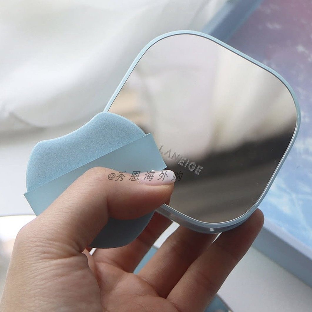 现货25年韩国Laneige兰芝Mewy保湿水润遮瑕护肤蓝色镜面气垫粉底