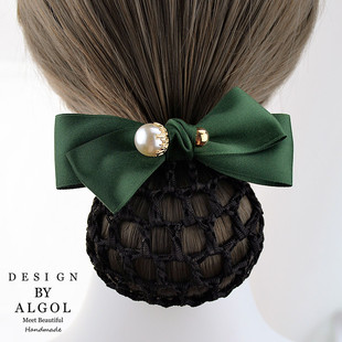 新款护士头花珍珠顶夹职业发网银行医院酒店女服务员上班盘发网兜