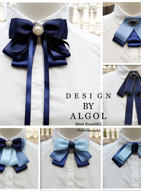 蓝色职业领花头花套装银行邮政工装领结女制服衬衣蝴蝶结飘带配饰