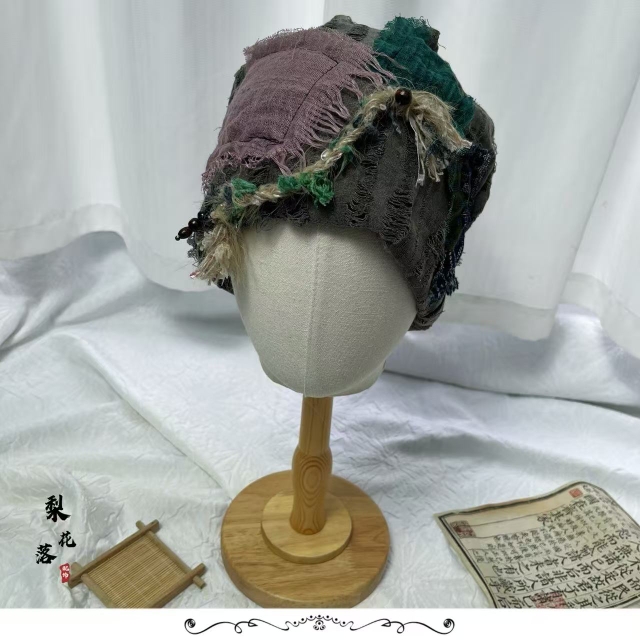 梨花落破洞做旧横店演戏手工废土风破烂风流浪风补丁武侠乞丐帽子