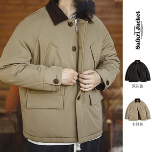 夹克棉服男翻领加厚保暖棉衣外套冬季 复古safari猎装 美式 马登工装