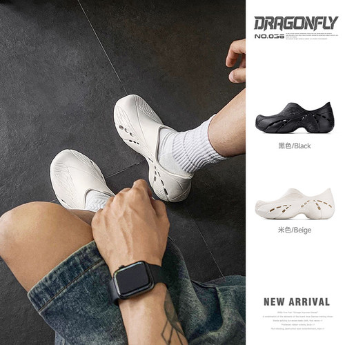 MRA蜻蜓厨师鞋男款2025夏季新款外穿白色包头拖鞋开车凉鞋洞洞鞋