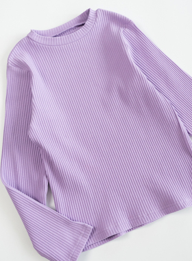 欣易雪法单童装 秋冬抽条棉长袖套头简约纯色上衣打底衫柔软舒适