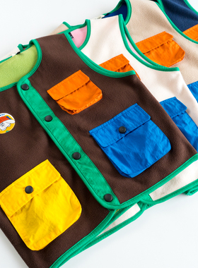 加绒 男童女童摇粒绒马甲秋冬儿童抓绒内搭外穿