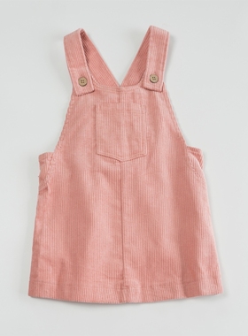 B3-2法单女童 背带裙粉色 灯芯绒裙 女宝宝 纯棉小口袋款 百搭款