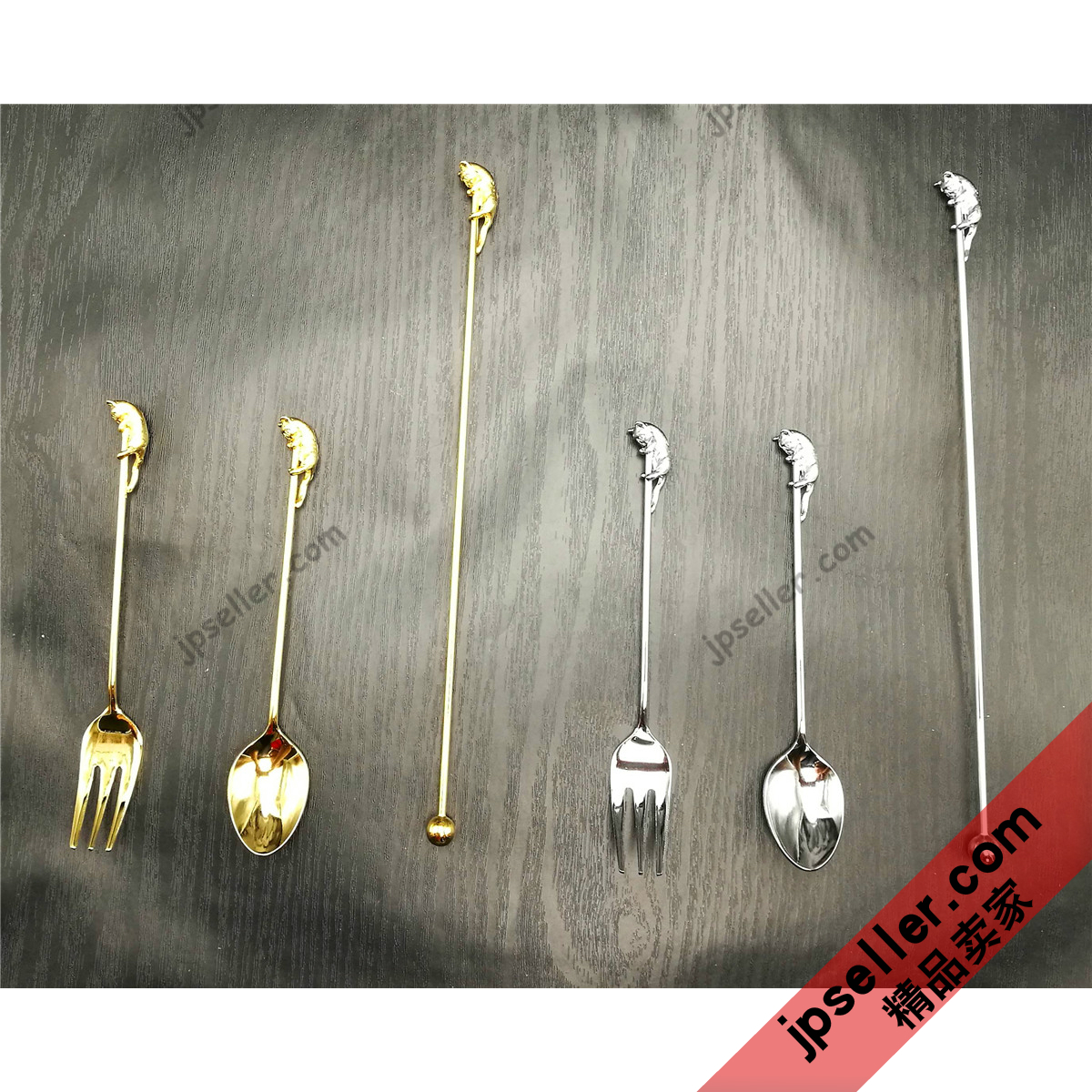 日本高桑金属攀爬小猫甜品搅拌棒