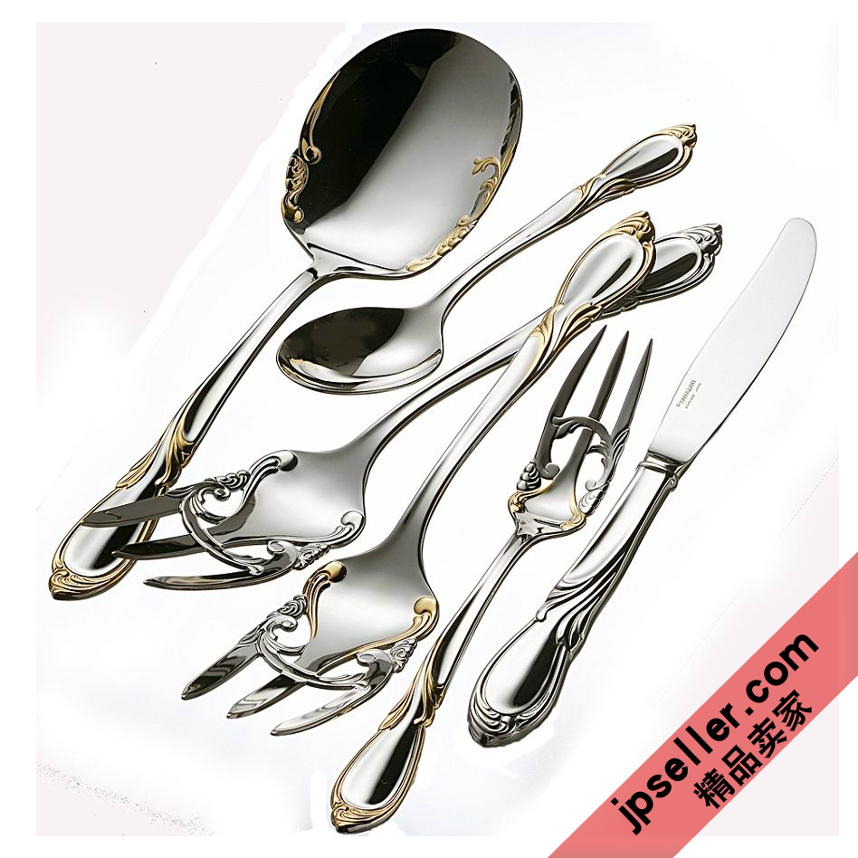 yamaco经典系列正餐彩金刀叉勺