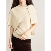 LANVIVIER 披肩 质感一体无缝羊毛针织上衣 文艺浪漫 温暖而柔软