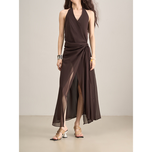 V领围裹式 大女主设定 绑带高开衩飘逸连衣裙 明眸皓齿 LANVIVIER