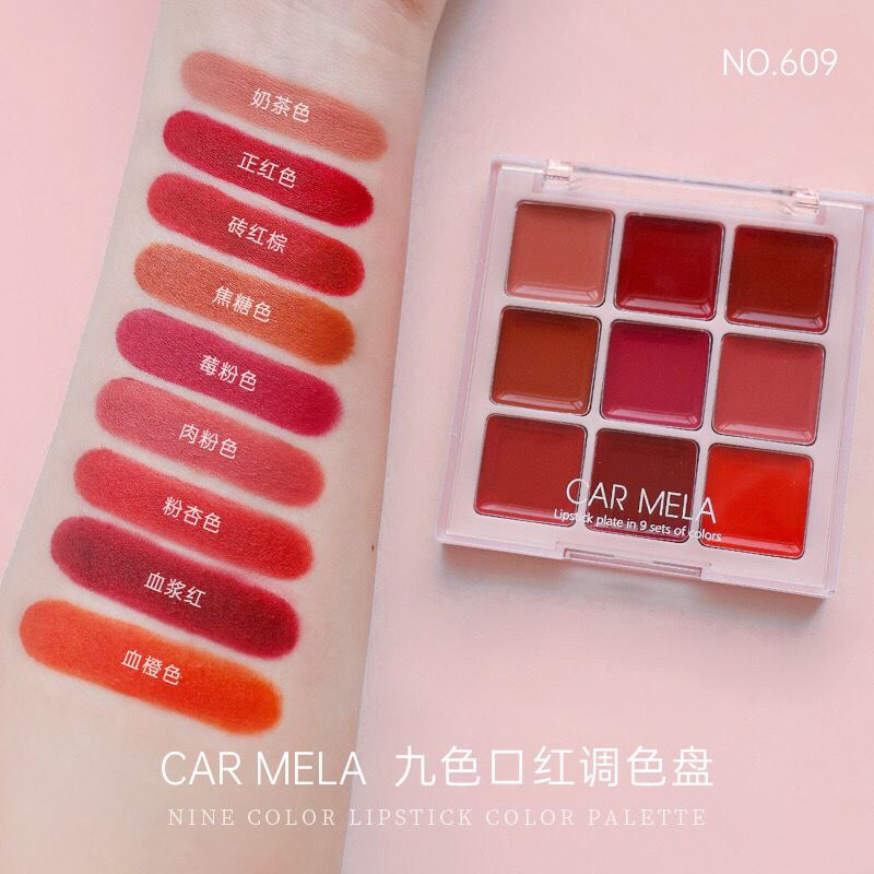 卡梅拉9色雾面哑光持久保湿显色防水影楼化妆师专用口红盘