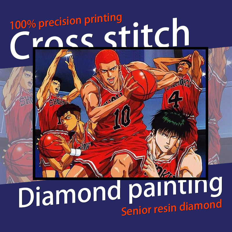 新品动漫十字绣钻石画灌篮高手樱木花道/流川枫十字绣满绣印花