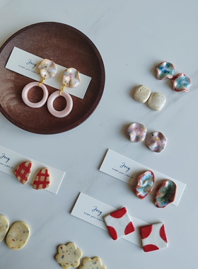 002Joey手工制作陶瓷耳饰耳钉耳环耳夹耳饰